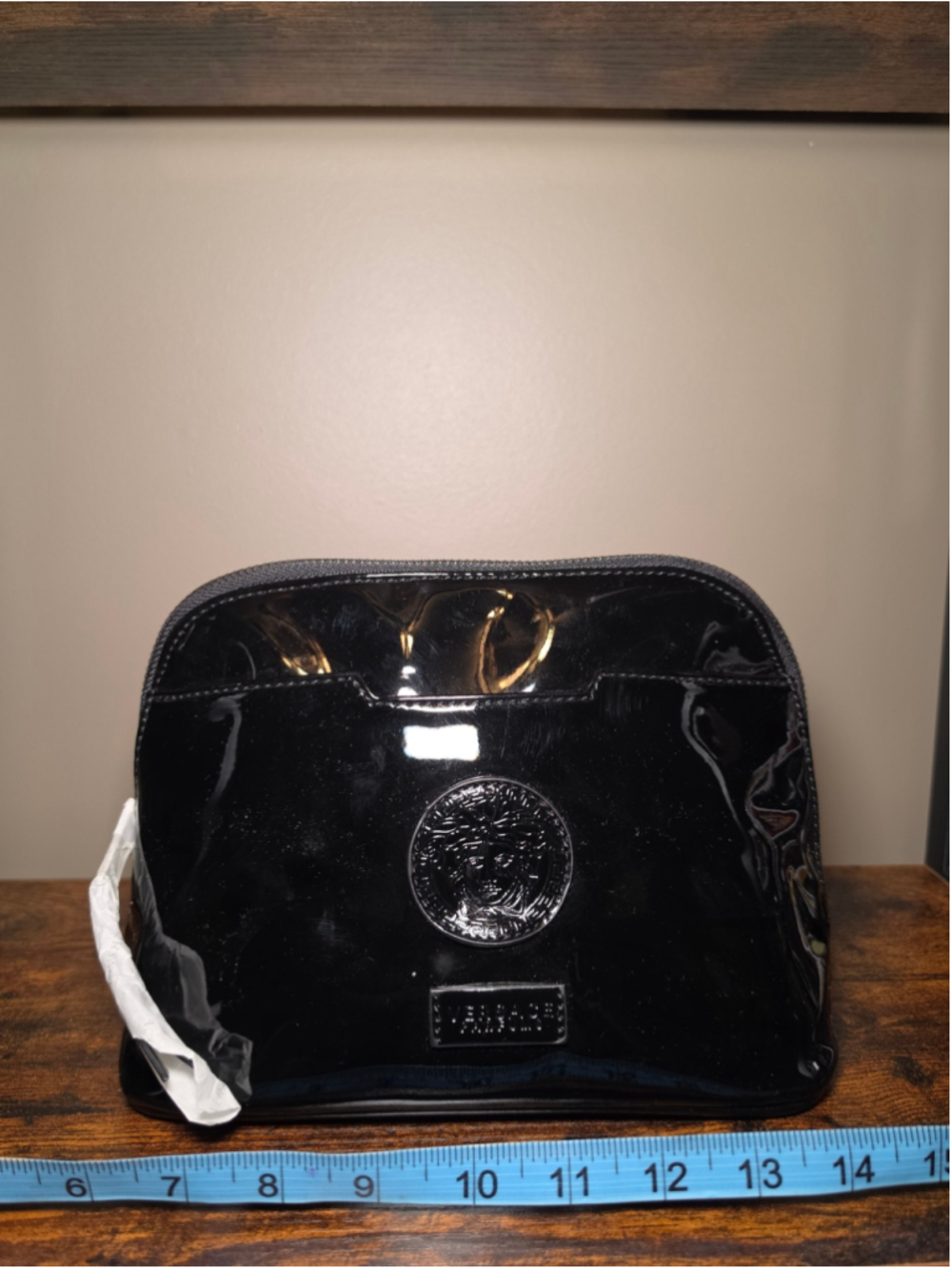 LOW START - VERSACE Black Patent Leather Clutch Bag - Picture 2 of 10